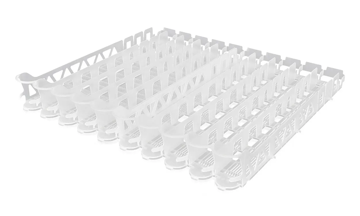Glissière à boissons à pistes modulaires — Concept P.O.S. Glissière à boissons blanche translucide à pistes modulaires